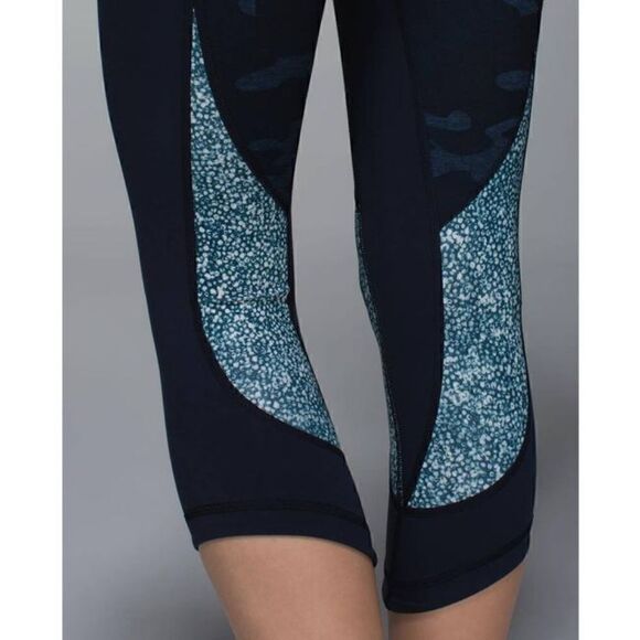 Lululemon Wunder Under Blue Camo Lotus Leggings 6 Activewear Athleisure Gym - Picture 10 of 14